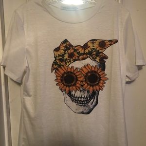 Hippie Grunge Sunflower Skull Shirt